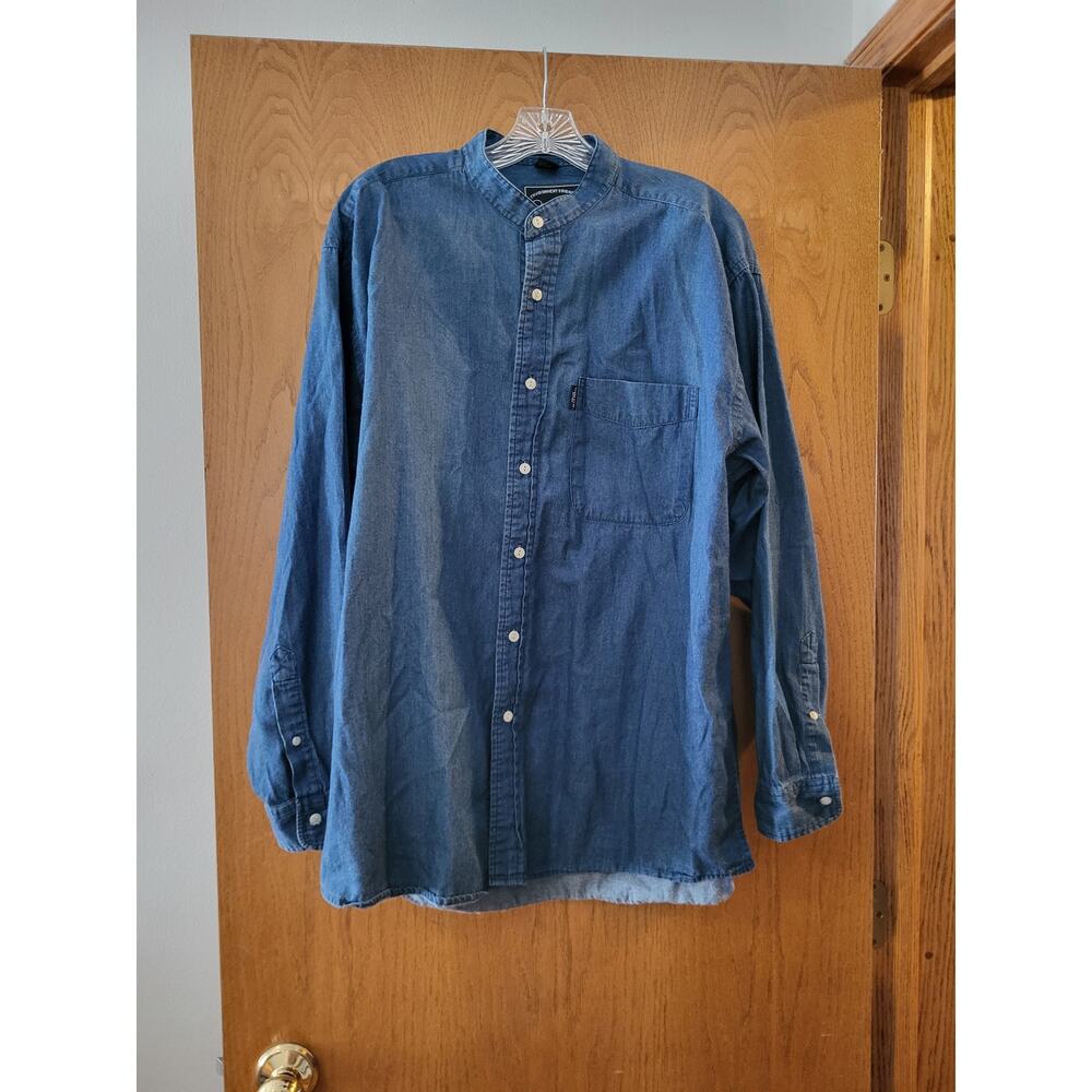 Oscar De La Renta Environment Friendly Blue Nature Button Down Vintage GUC L
